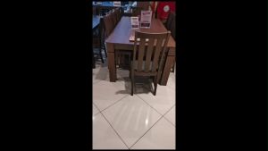 Dining Set /Meja makan 1+10 Solid Wooden /Cushion Chair Fabric