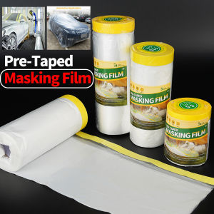 Tape and Drape Pre-Taped Masking Film Paint Adhesive Protective Film Roll for Covering Skirting Frames Cars and Auto Body