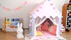 Portable Tenda Anak wigwam Lipat Tenda Anak Tipi Bayi Bermain Rumah Besar Anak Perempuan Putri Merah Muda Castle Kamar Anak Dekorasi