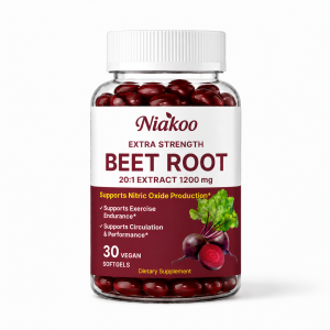 Beet Root Softgels 1200mg with Panax Ginseng Ginger & Vitamin C Beetroot Supplement for Men Women Energy Circulation & Stamina Support 30 Softgels