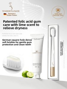 TENDERFLOWER | Pregnancy Safe Mouth Freshening Toothpaste & Soft Toothbrush Set