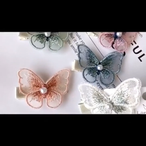 FH-C1436 Jepit Rambut Kupu Kupu Pearl Wanita / Jepitan Butterfly Bahan Tile Bordir Hair Clips Rambut