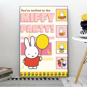 Miffy | M-Miffy Cool Poster for Living Room Bedroom Office or Bar Frameless Indoor Use Bedroom Wall Art.