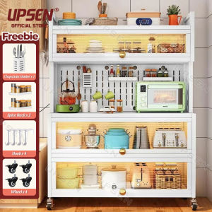 【Upgraded Version】UPSEN OFFICIAL STORE Kitchen Rack With Hole Board Multi-function electrical appliances storage cabinet kitchen organizer rack shelf