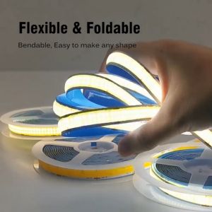 5M High Brightness Double Row COB Light Strip DC12V/24V Low Voltage Can Be Cut COB Light Strip With Adhesive Backing Room Decoration Light Strip