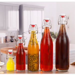 KLIMO Glass Bottle Airtight Leakproof Sealed Bottles Beverage Glass Jar 250ml/500m/1000ml