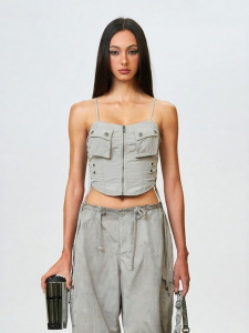 SMFK | Trendy Short Cut Waist Cinching Drawstring Utility Vest