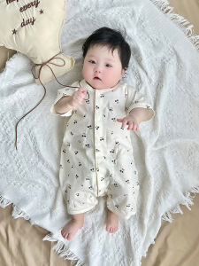 cat and fish | Cotton Summer Jumpsuit for Infants