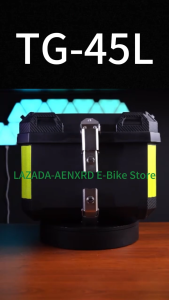 Motorcycle roof box  45L Motorcycle trunk top box for  Cargo storage  top box Single-lock type Large capacity Tail box ABS trunk with reflective strips
