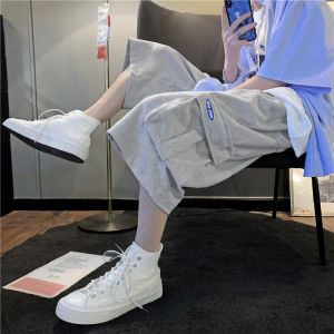 Casual Workwear Shorts Mens Hong Kong Style Chic Loose Straight Leg Wide Leg Seven Foot Pants Korean Version Trendy Mens Sports Leisure Pants