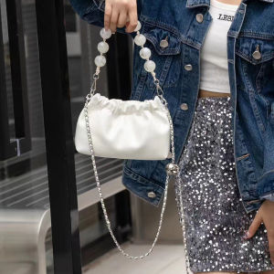 Gold Laminated Cow Leather Small Crossbody Bag Vintage Oil Waxed Cowhide Chain Shoulder Strap Shoulder Bag Clutch messenger bag