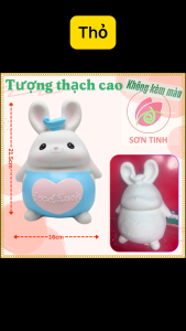 Tượng thạch cao Thỏ đáng yêu M36 trang trí Tết (Không kèm màu) Bé Tô Màu Tô Tượng