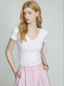 White V-Neck Slimming T-Shirt