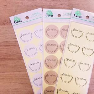 100pcs Lace Love Gracias Stickers 35mm Round Seal Label Handmade Scrapbooking Envelope Stationery Sticker
