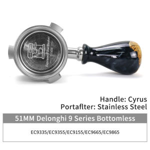 51mm Thép Không Gỉ Đôi Vòi Phun Không Đáy Portafilter Cho Delonghi EC685 EC200 EC9335 Homix Máy Pha Cà Phê Espresso Barista Dụng Cụ Phụ Kiện