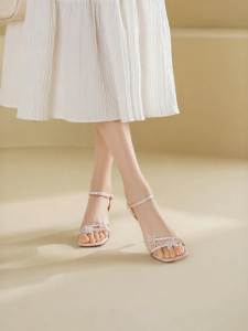 Josiny | French Style Crystal Decorated Stiletto Sandals Female