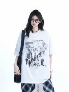 zuocisankon | Street American Brand Personality Graffiti T Shirt Loose Cotton
