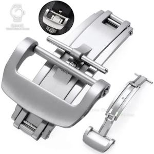 Khóa Cài Đồng Hồ Chất Lượng Cao Bằng Thép Không Gỉ 18/20mm Màu Bạc Kim Loại Nguyên Khối Kiểu Bướm Dành Cho Dây Đồng Hồ Cao Su Richard