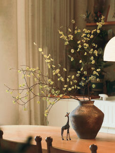 Indoor Desktop Artificial Green Plant Potted Bonsai Restaurant Minimalist Style Fake Flower Arrangement Chinese Antique Flower Pot