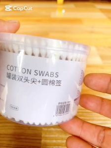 Hộp 500 Tăm Bông Ngoáy Tai Thân Gỗ Chất Liệu Cotton 2 Đầu Đa Năng