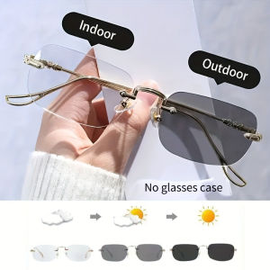 Photochromic Blue Light Blockin Ultralight Rimless Glasses Men&Women