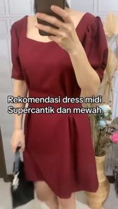 Ami Collection - Dress Midi Korean / Dress Midi Wanita / Midi Dress Formal / Dress Shakila