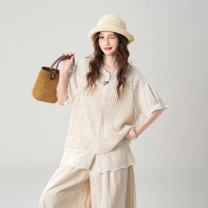 Comfortable Loose Lace-knit Vest Set 3 Pieces