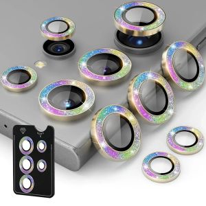 For Samsung S25 Ultra S23 S22 S24 Ultra Camera Lens Protector Glitter Bling Individual Aluminium Alloy Ring With Align Board