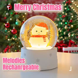 【LED Ambience】Colorful Life K13 Snowman Crystal Ball - Charging Christmas Nightlight Perfect Gift for Home Decor