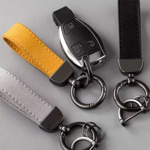 Multiple Colors Luxury Car Keychain Suede Leather Key Chain Pure Color Buckle Car Keyring Accessories Key Lanyard Gift
