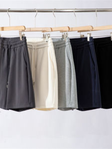 Designer Knitted Cotton Shorts Casual Elastic Waist Mens Summer Sportswear Home Pants Straight Leg Fashion Urban Style