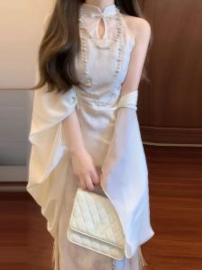 CHANGTONG | New Chinese Style High-End Elegance Qipao Dress Two-Piece Set
