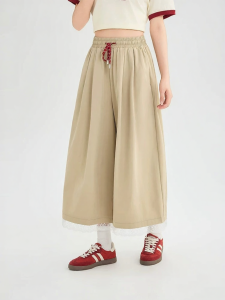 SANFU | Lazy Feeling Lace Stitched Wide Leg Culottes
