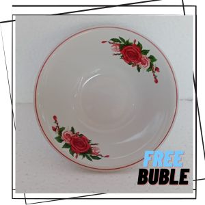 piring keramik motif bunga merah sunbird paket isi 6pcs