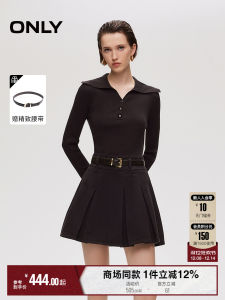 Only2025 Autumn New Fashionable Knitted Patchwork A-Line Pleated Denim Mini Dress Womens High Waist Gored Skirt Dress