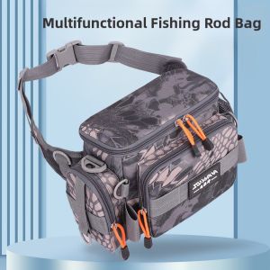 Large Capacity Fishing Rod Waist Bag Crossbody Waterproof Lure Bag Fishing Gear Storage Bag Outdoor Camping Travel Supplies