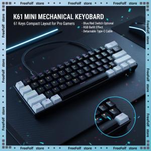 APAYADO | APAYADO K61 Compact Mechanical Keyboard 61 Keys USB-C Wired Connection Blue or Red Switch Options N-Key Rollover