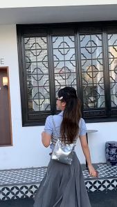 Ready! Tas Ransel Wanita Tas Ransel Serut Simpul Kulit Lembut Tas Bahu Lucu Tas Bahu Satu Bahu Kapasitas Besar Tas Komuter Peplum Ceruk Tas Travel Tas Tangan Perak Tas Travel Tas Ember Desain Lipit Sederhana