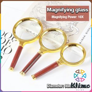 Klimo Handheld Magnifier Mini Pocket Microscope Reading Magnifying Glass Lens Jewelry Loupe 10X Diameter 90mm/80mm