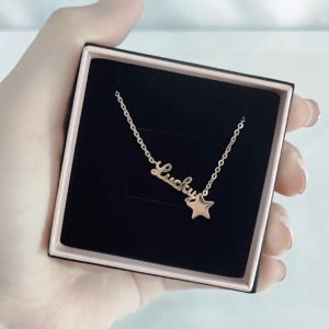 SO SEOUL Alette Lucky Star Rose Gold Star Pendant Chain Necklace