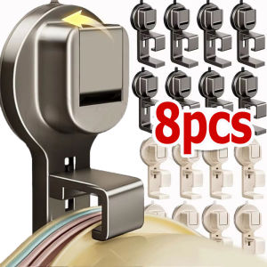 8/4/2Pcs Washbasin Adjustable Suction Cup Hook / Free Punch Wall-Hung Clothes Holder / Bathroom Waterproof Wall Mounted Towel Racks / Strong Vacuum Adsorbed Reusable Bath Racks