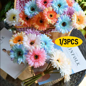 YESPERY 1/3Pcs Gerbera Daisy Artificial Flowers - Fresh Look Silk Flowers - For Wedding/ Bunga Hiasan / Party Decors