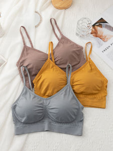 เสื้อชั้นในแบบเกาะอกทรงเต็มผ้าฝ้ายแท้สำหรับผู้หญิงไซส์ใหญ่ เสื้อชั้นในไร้ตะเข็บแบบบาง รองรับหน้าอกได้ดี เสื้อชั้นในสไตล์วิ่ง