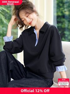 MOHANYIMEI | Patched Stripe Design Sweatshirt