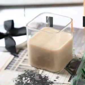 High Temperature Resistant Square Transparent Glass Tea Milk Cup 250ml/400ml