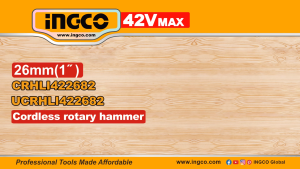 INGCO 42V BL 26MM 4-MODE ROTARY HAMMER 2X2.0AH & CASE CRHLI422682