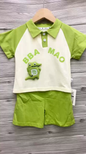 Terno for Kids Boy Cute Semi-Casual Apple Green & Cream w/ cute 3D toy outfit 1-5yrs old E89