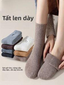 MiiOW | Tất lông cừu dày dặn cho nữ mùa thu đông dài đến bắp chân tất dài đến đầu gối tất cotton giữ ấm
