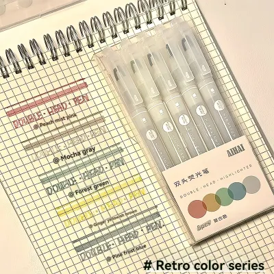 5-Pack Clear View Highlighter Pens Double Head Soft Light Colors Visible Tip for Precise Marking for Students School and Office