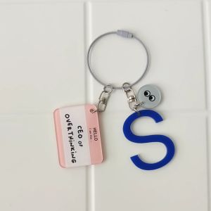 Gantungan Kunci Akrilik Kanavaia Customizable Letter Acrylic Keychain - Set 5 (CEO of Overthinking)